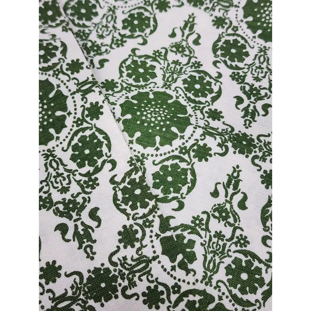 Vintage Floral Green Print Material 2 Yards